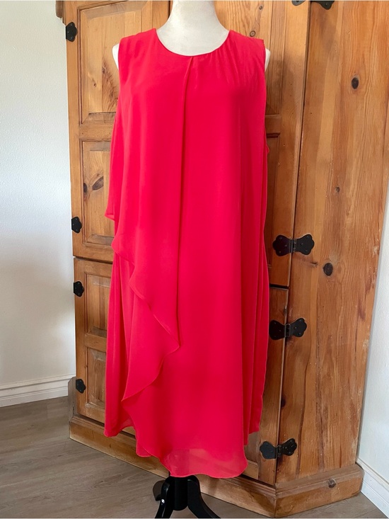 J.B.S. Dresses & Skirts - Vibrant Red Sleeveless Cascade Midi Dress